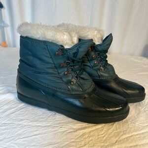 Vintage Sorel Eddie Bauer Women's sz8 Winter Duck Boots Faux Fur Lined Rubber